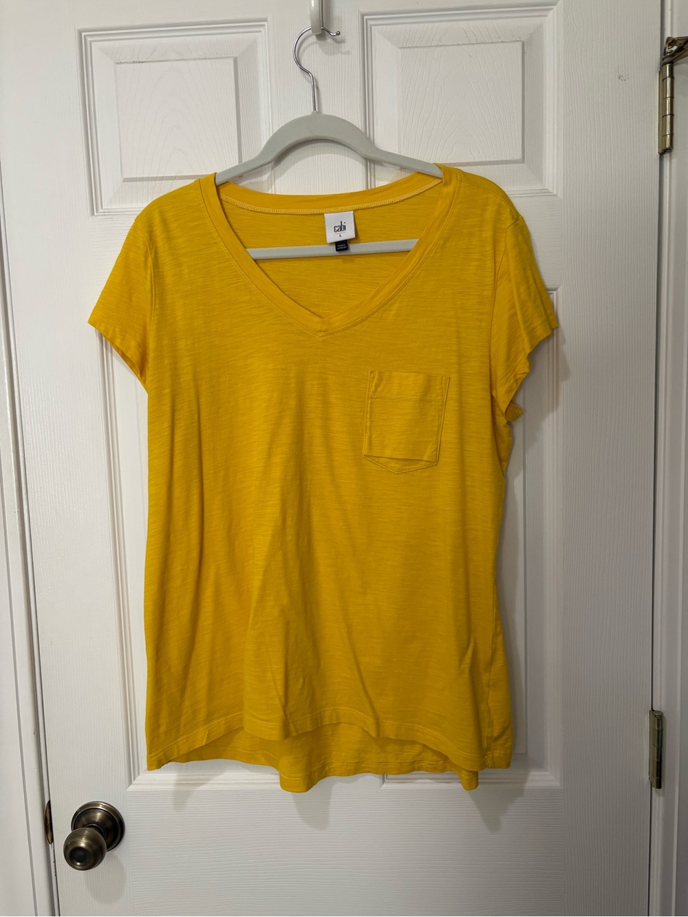 CAbi Sunny Yellow V-Neck Pocket Tee